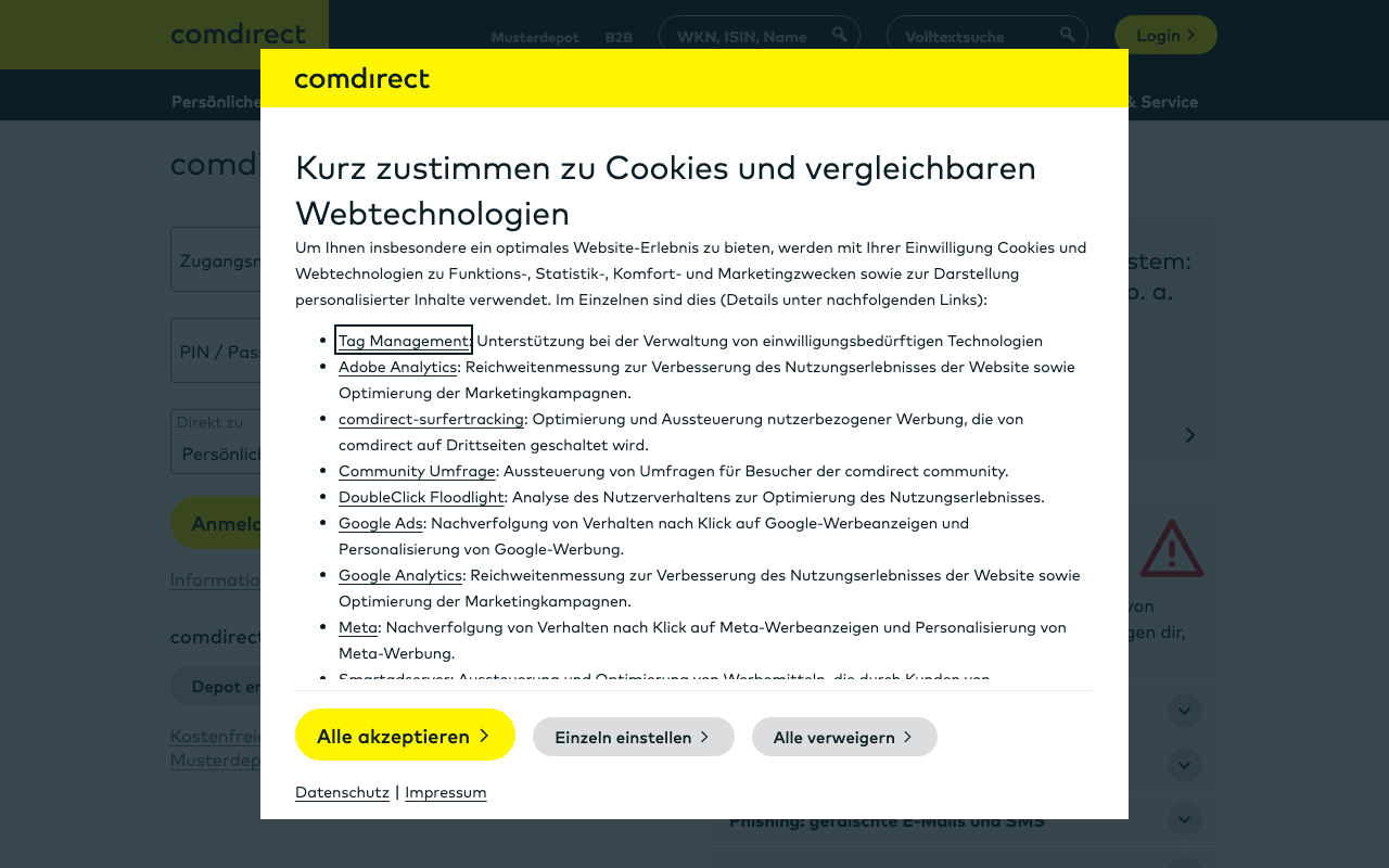 Comdirect Girokonto Screenshot - Direktbank mit Depot-Integration
