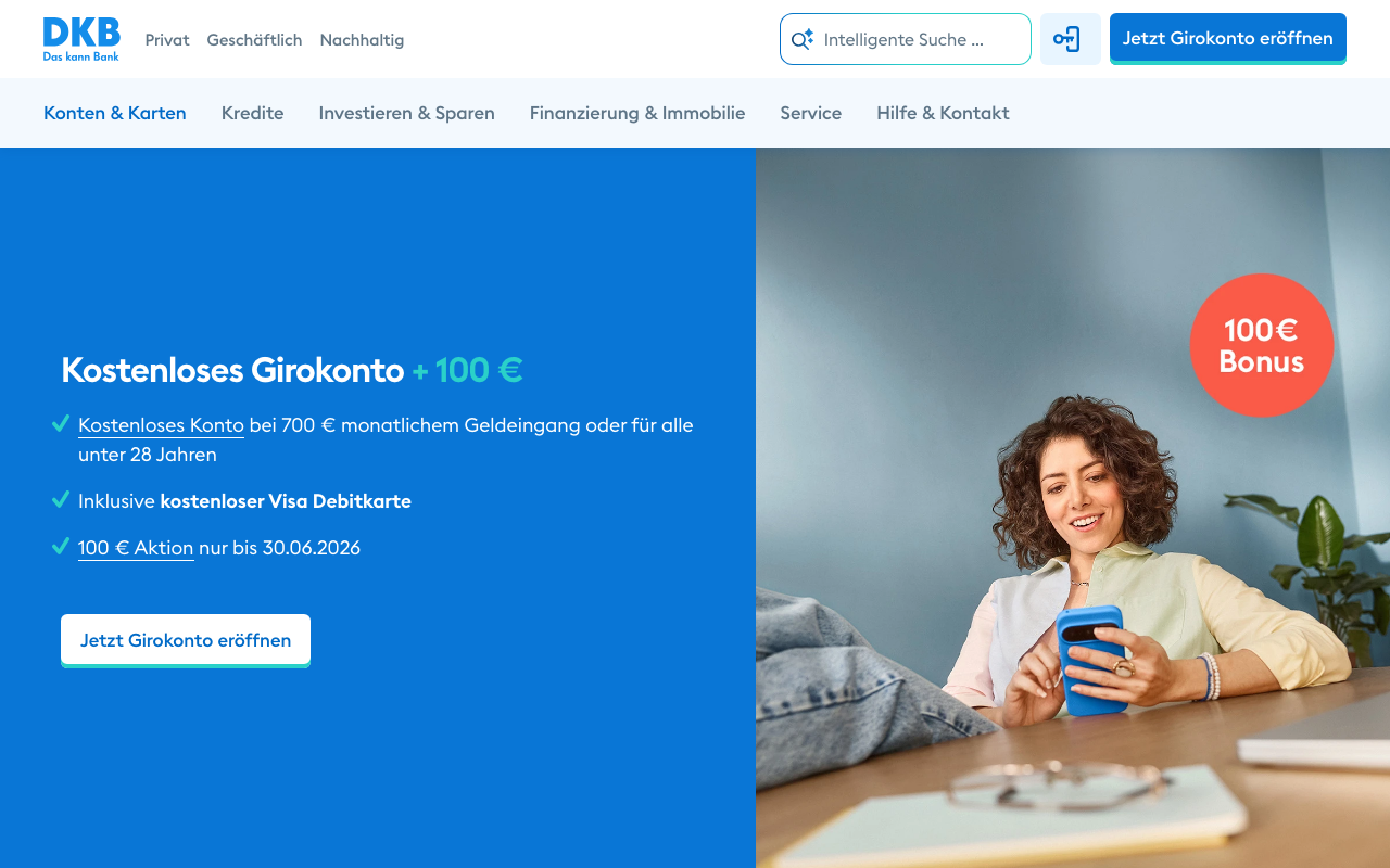 DKB Girokonto Screenshot - Direktbank mit Aktivstatus-Modell