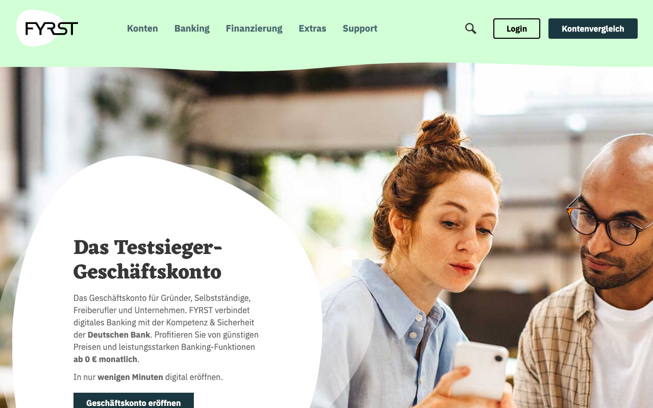 FYRST Geschäftskonto Screenshot - Deutsche Bank Gruppe für Gewerbetreibende