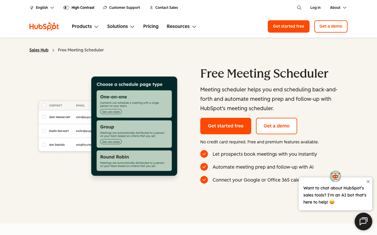 HubSpot Meetings Screenshot – Terminbuchung im CRM