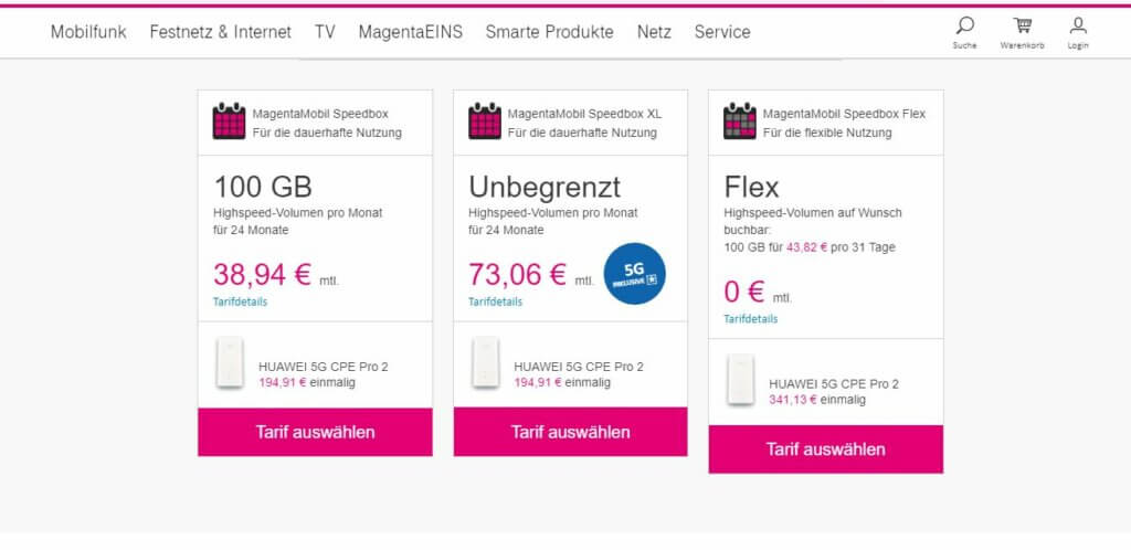 Telekom Speedbox Homespot Kosten und Tarife