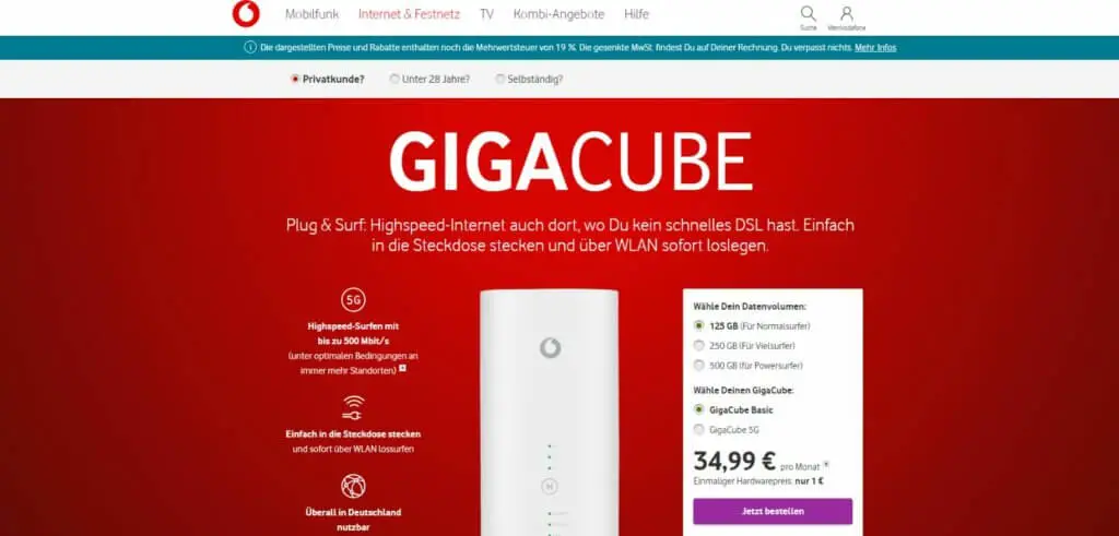 Vodafone GigaCube Homespot