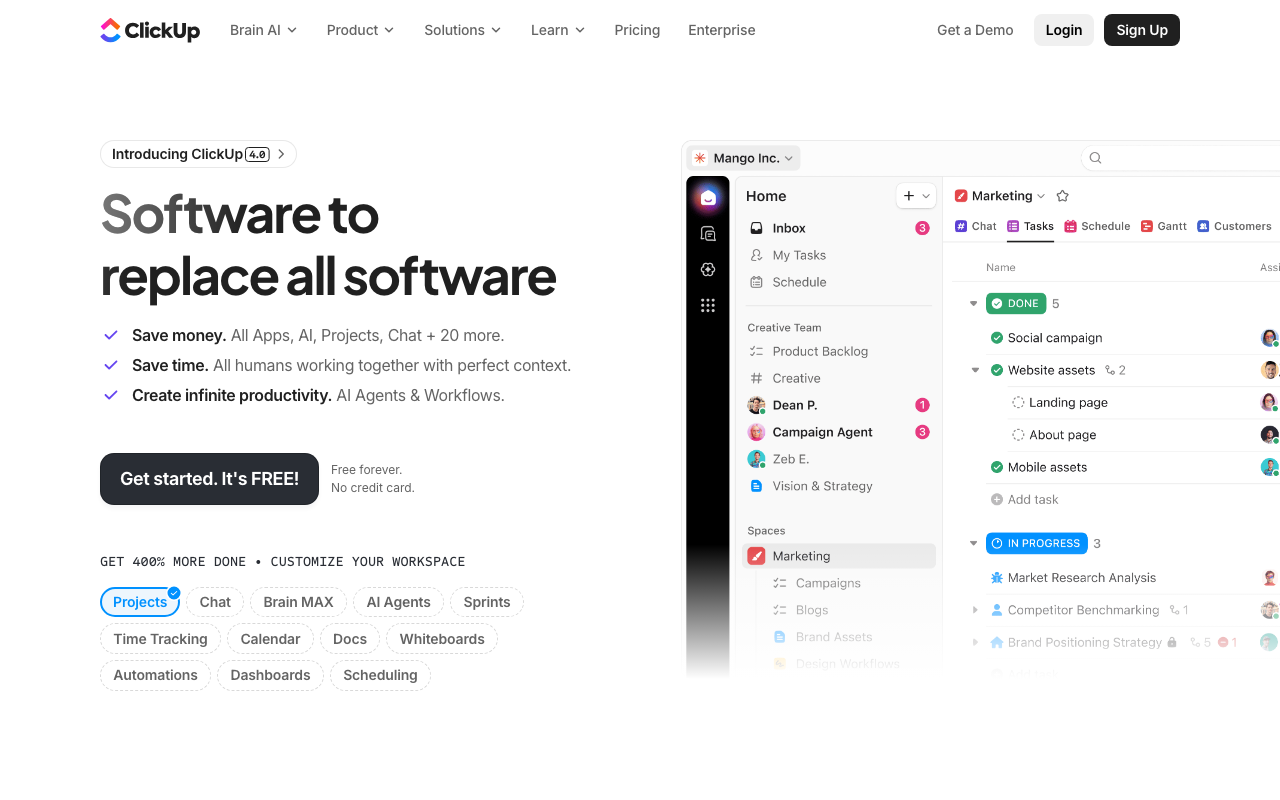 ClickUp Projektmanagement Tool Screenshot