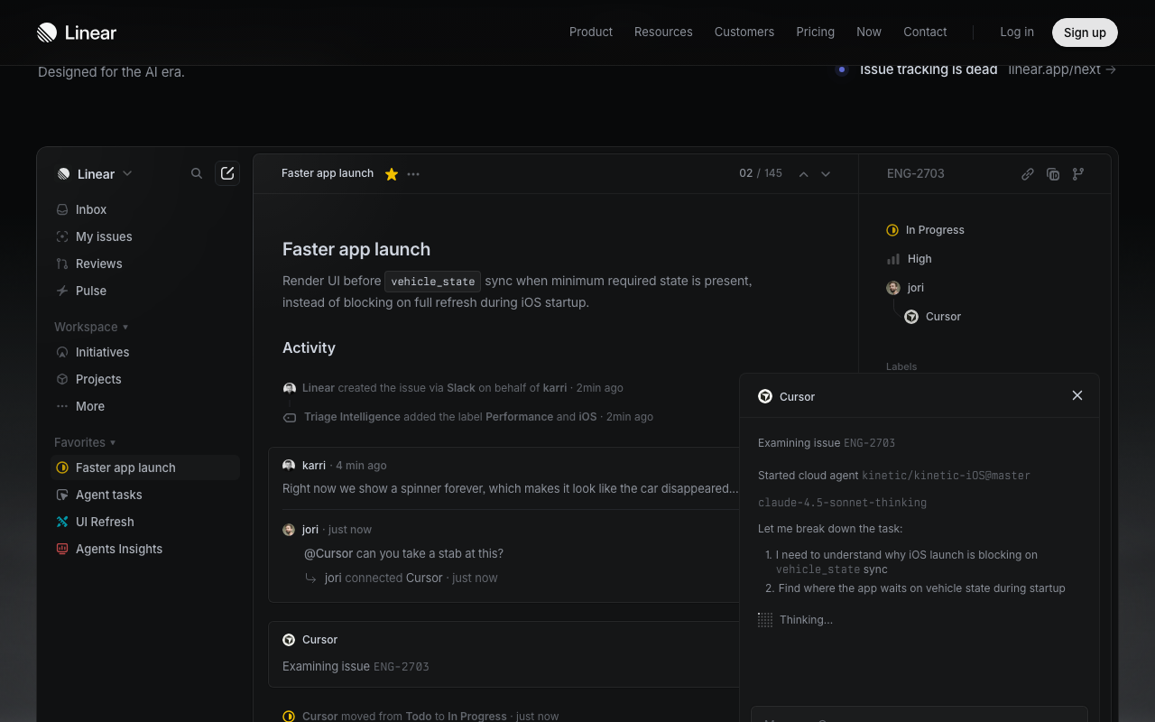 Linear Entwickler-Projektmanagement Screenshot