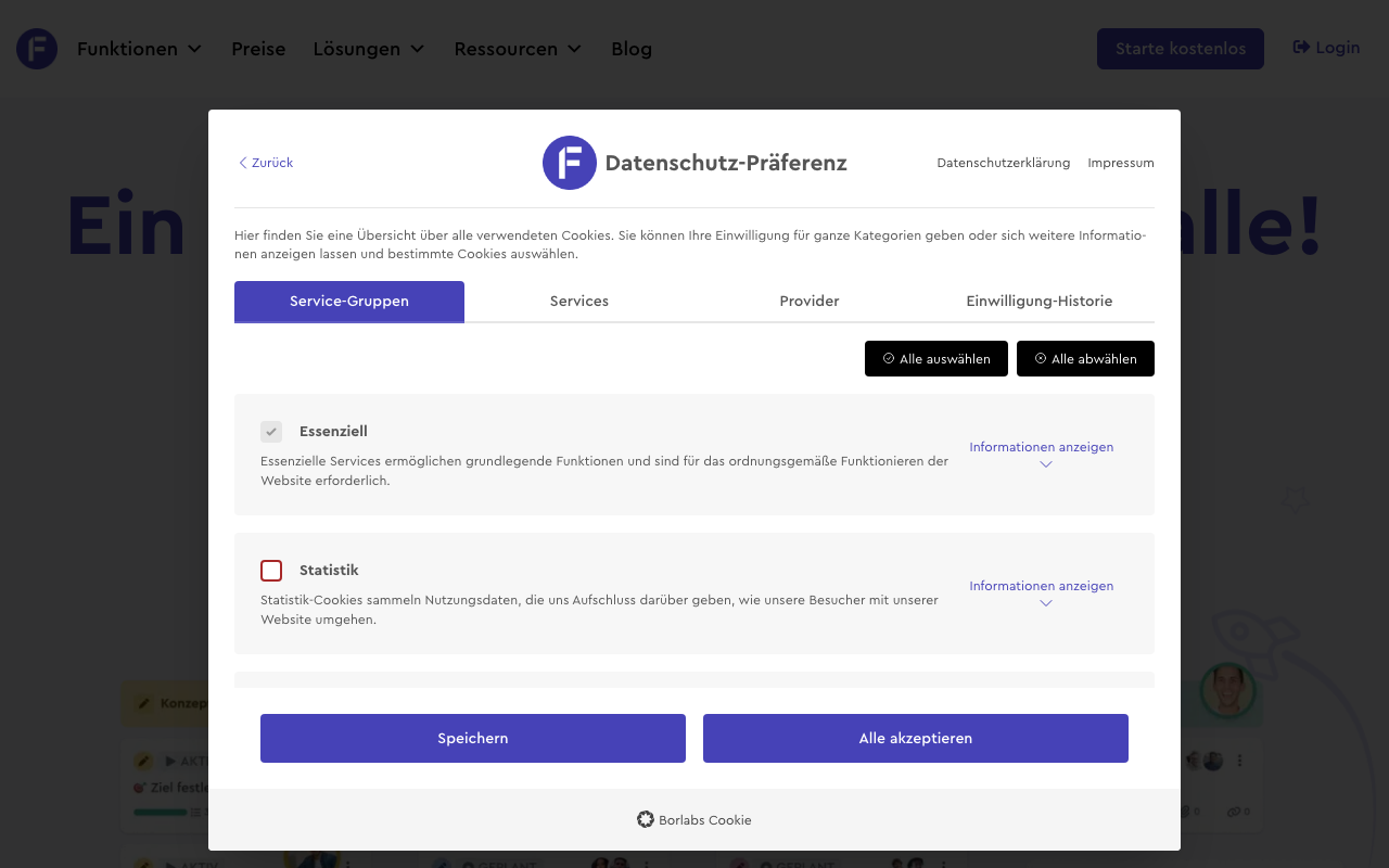 factro DSGVO-konformes Tool Screenshot