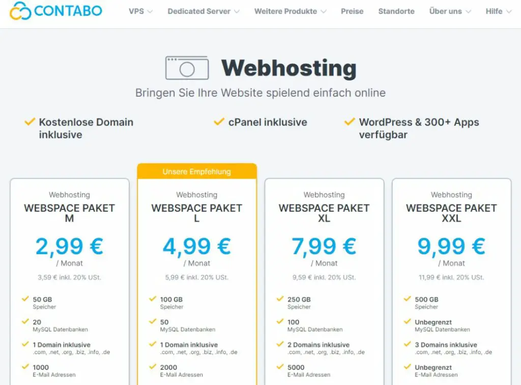 Contabo Webhosting