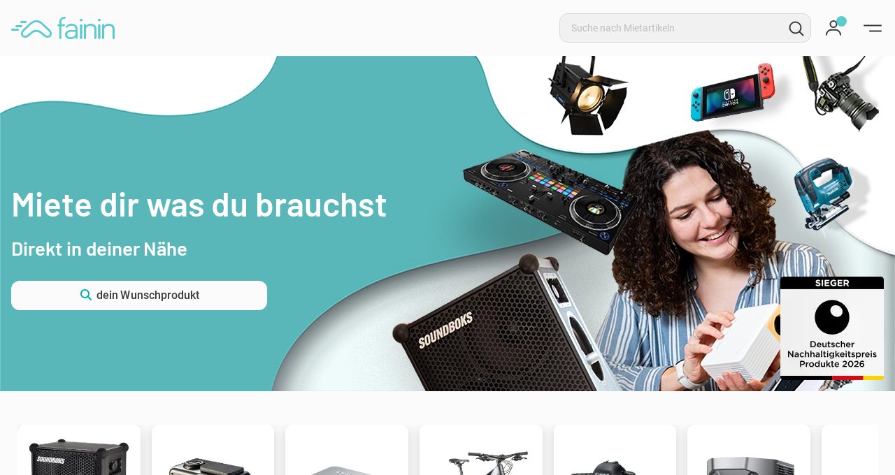 fainin: Peer-to-Peer Mietmarktplatz für Technik