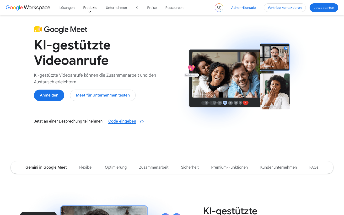 Google Meet Startseite