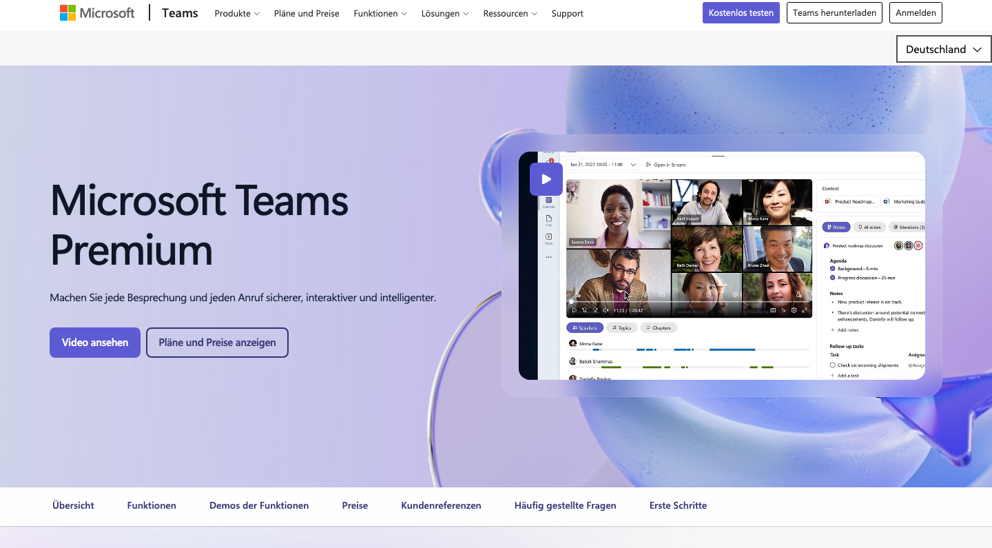 Microsoft Teams Premium Startseite