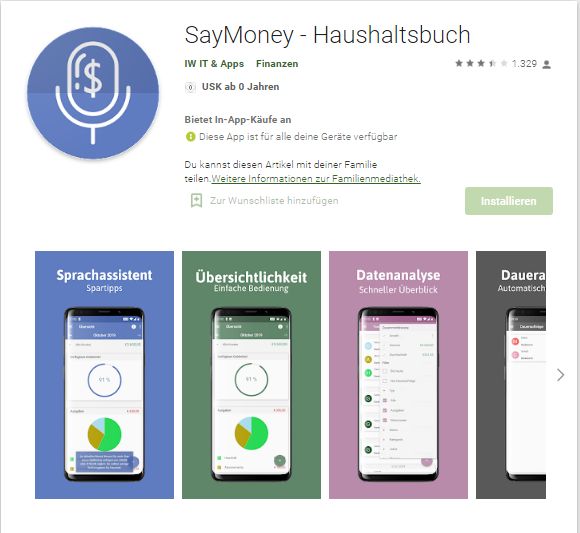 SayMoney – Haushaltsbuch