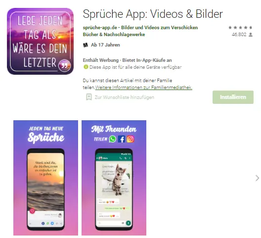Sprüche App: Videos & Bilder