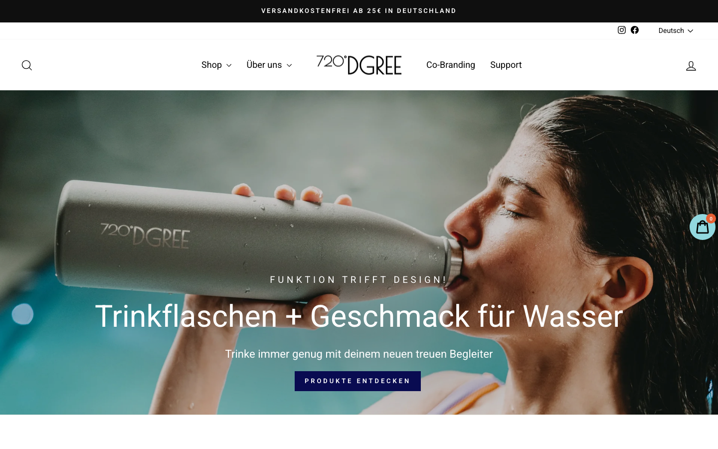 720°DGREE InFuuzed Startseite mit Trinkflasche