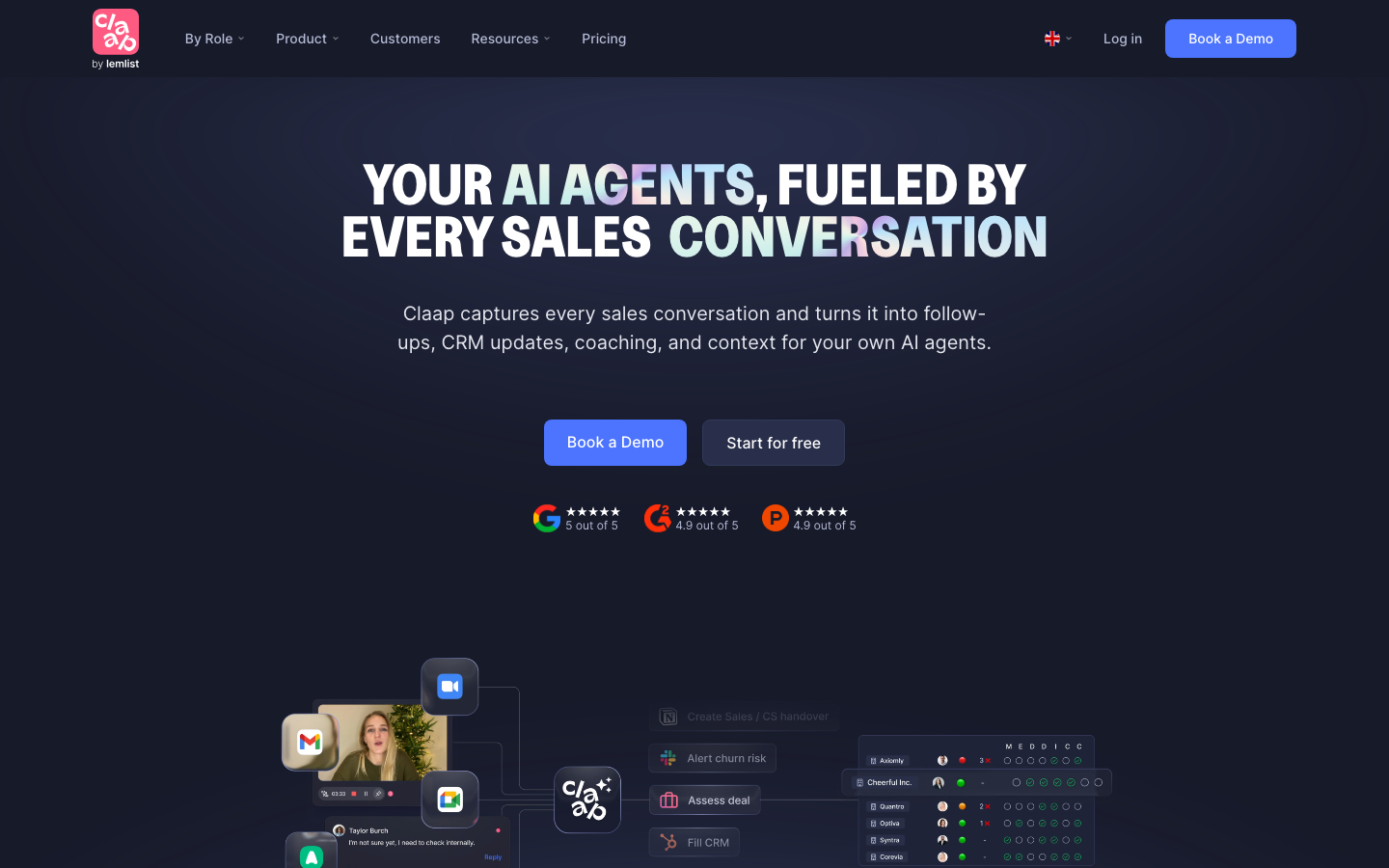 Claap Homepage Screenshot – Async-Kollaborations-Tool mit DSGVO-Konformitaet