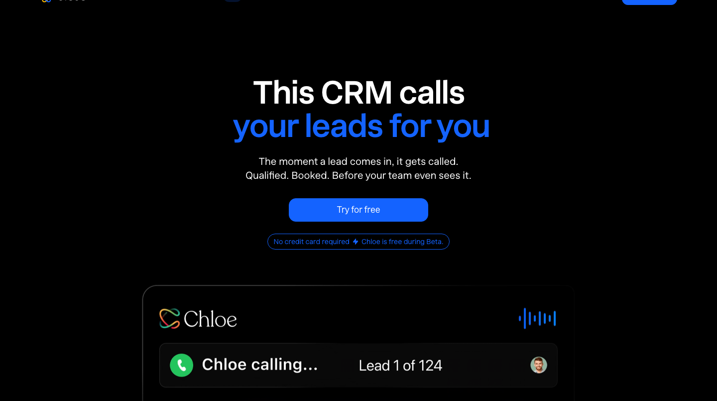 Close CRM Startseite – Built-in Calling und Power Dialer für Outbound-Teams (Quelle: Close)