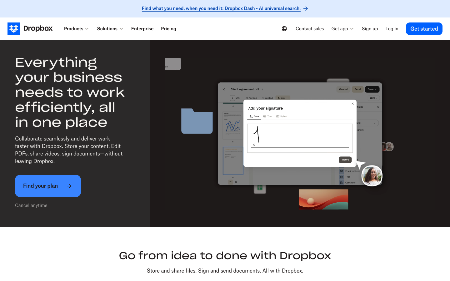 Dropbox Business Homepage