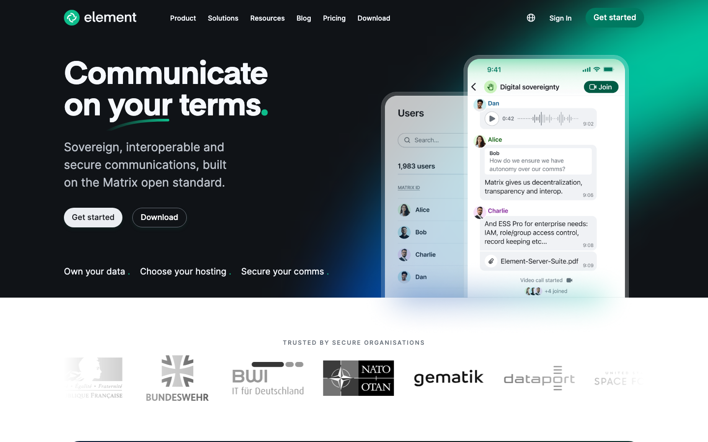 Element (Matrix) Screenshot - Open-Source Slack Alternative mit maximaler Datenkontrolle
