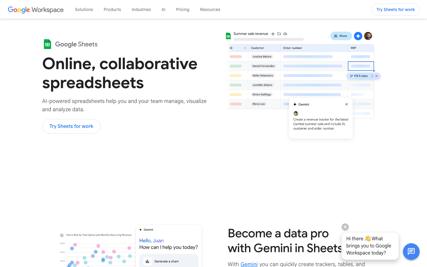 Google Sheets Produktseite – kostenlose Tabellenkalkulation im Browser