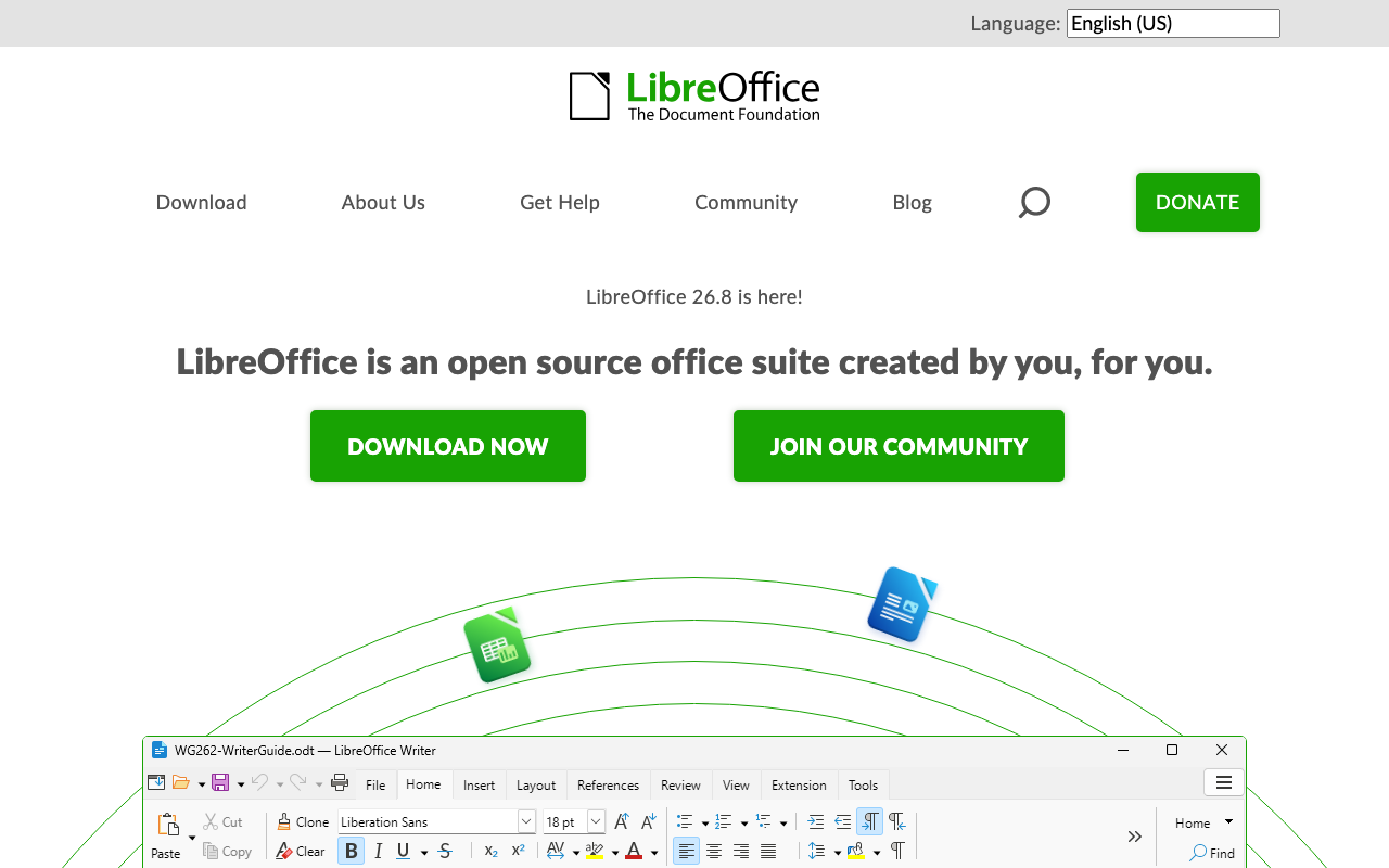 Startseite von LibreOffice, der kostenlosen Desktop-Suite