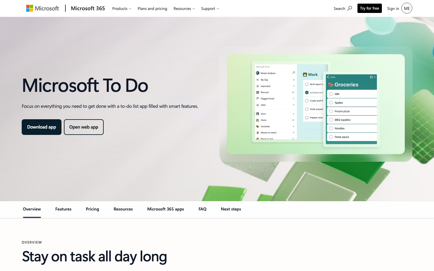 Microsoft To Do Screenshot -- Aufgabenlisten kostenlos mit Outlook-Integration