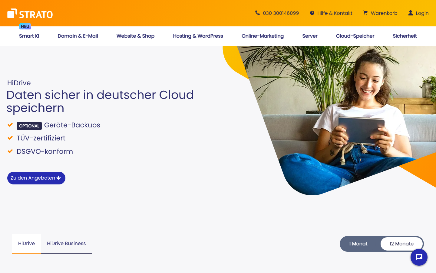 STRATO HiDrive Startseite -- Deutscher Cloud-Speicher mit ISO-27001-Zertifizierung