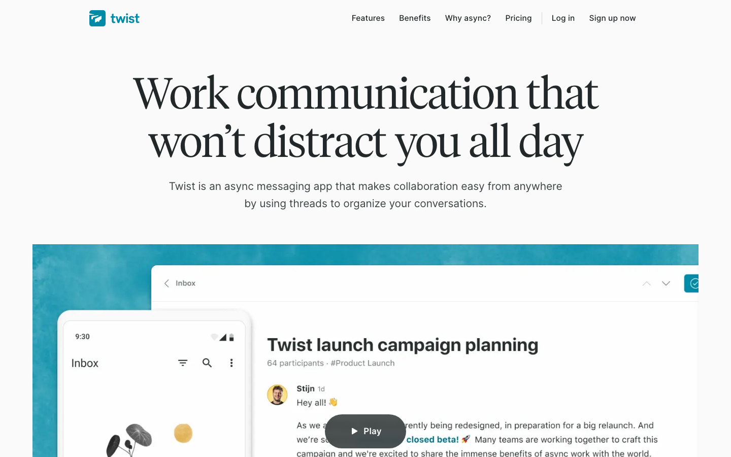 Twist Screenshot - Slack Alternative fuer asynchrone Remote-Teams