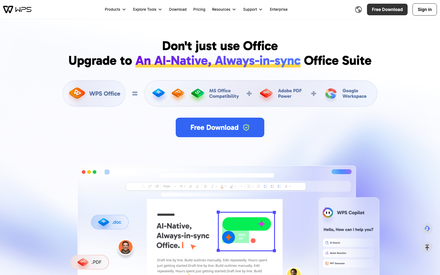 WPS Office Webseite – plattformübergreifende Office-Suite