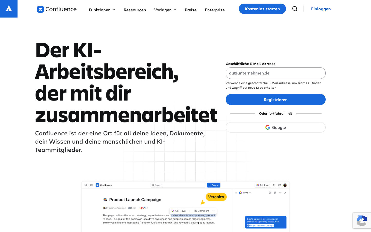 Confluence Homepage - KI-Arbeitsbereich für Teams