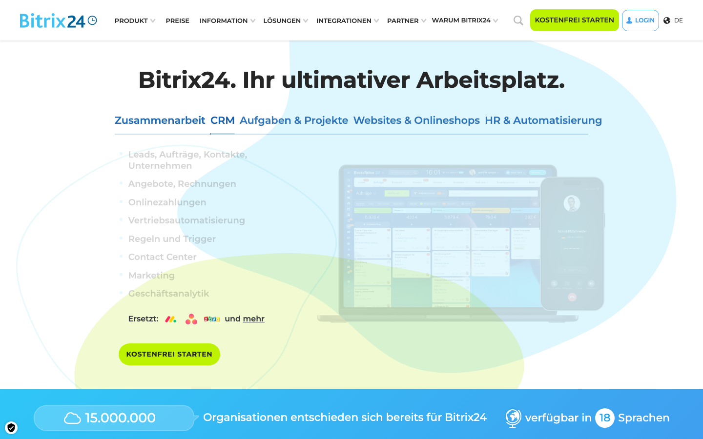 Bitrix24 Homepage - kostenlose All-in-One SharePoint Alternative