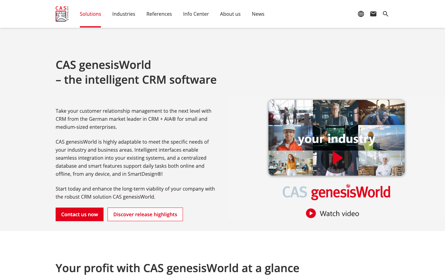 CAS genesisWorld CRM Homepage Screenshot