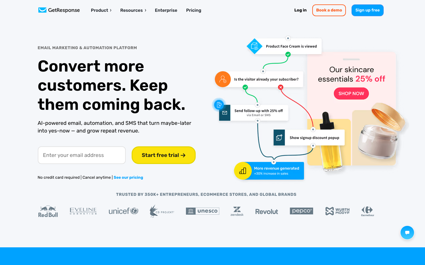 GetResponse Startseite – E-Mail-Marketing mit CRM aus Polen, EU-ansässig (Quelle: GetResponse)