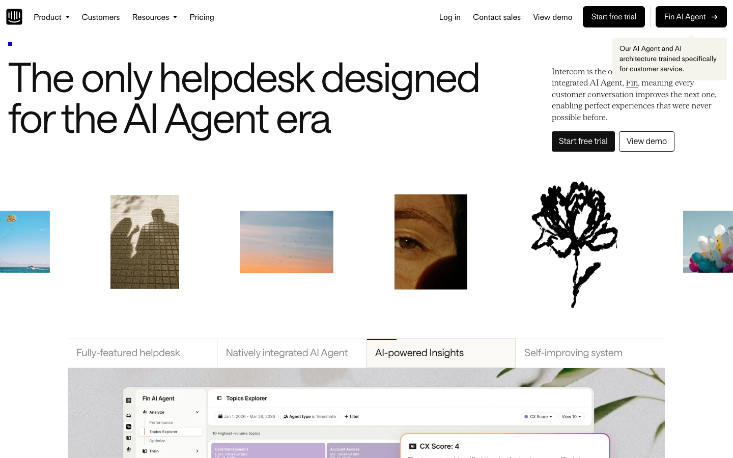 Intercom Homepage - KI-gestütztes Helpdesk für moderne Support-Teams