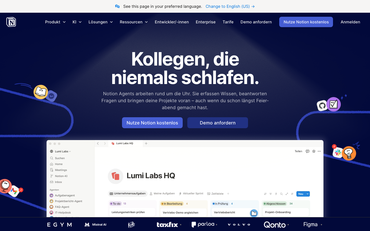 Notion Homepage – kollaborative Notiz- und Projektmanagement-App