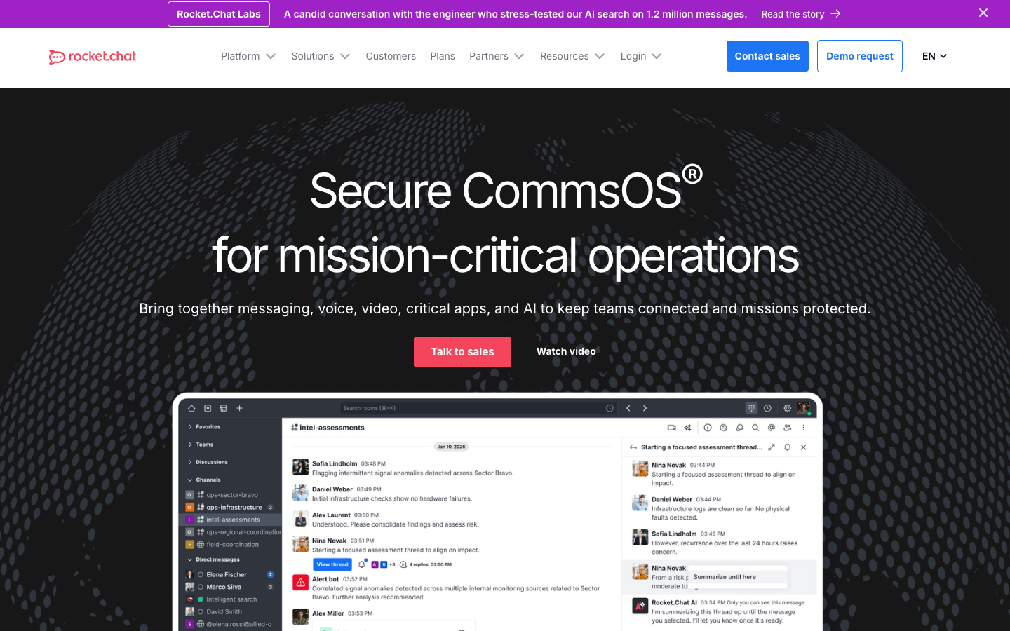 Rocket.Chat Screenshot - Open-Source Slack Alternative mit Enterprise Features