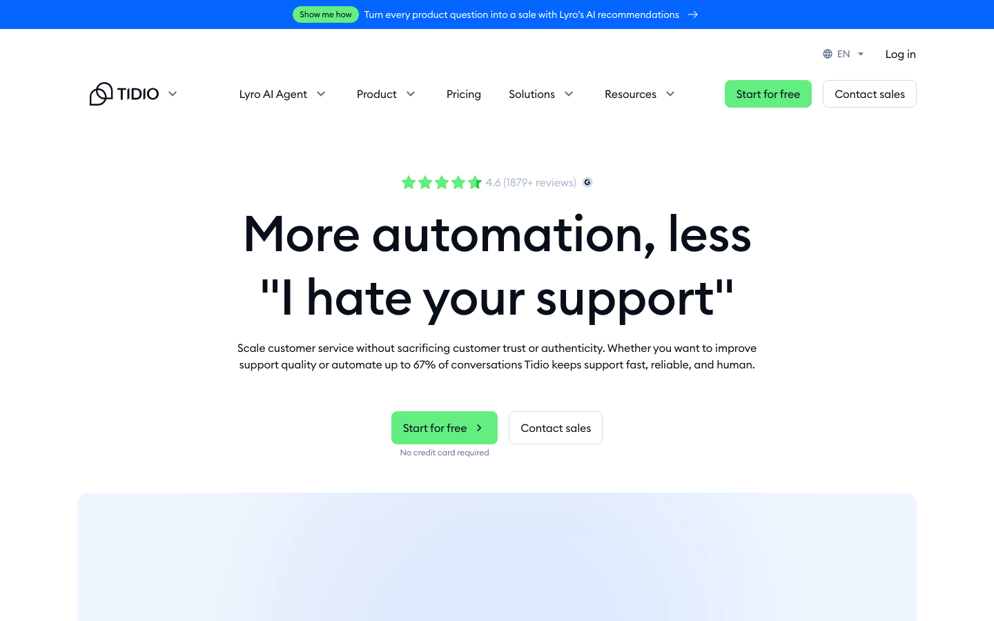 Tidio Homepage - Automatisierungs-Tool für E-Commerce-Support