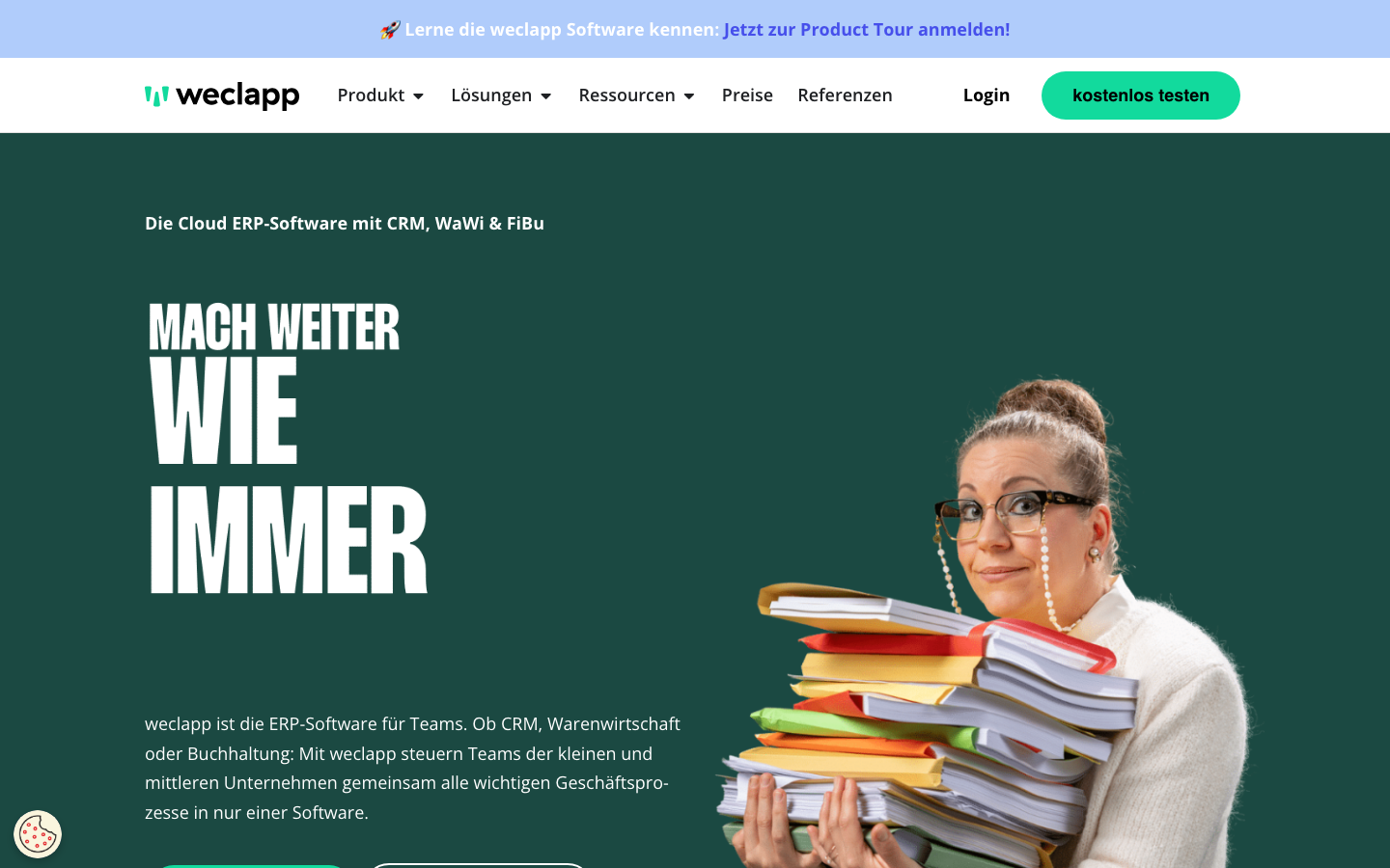 weclapp ERP CRM Homepage Screenshot