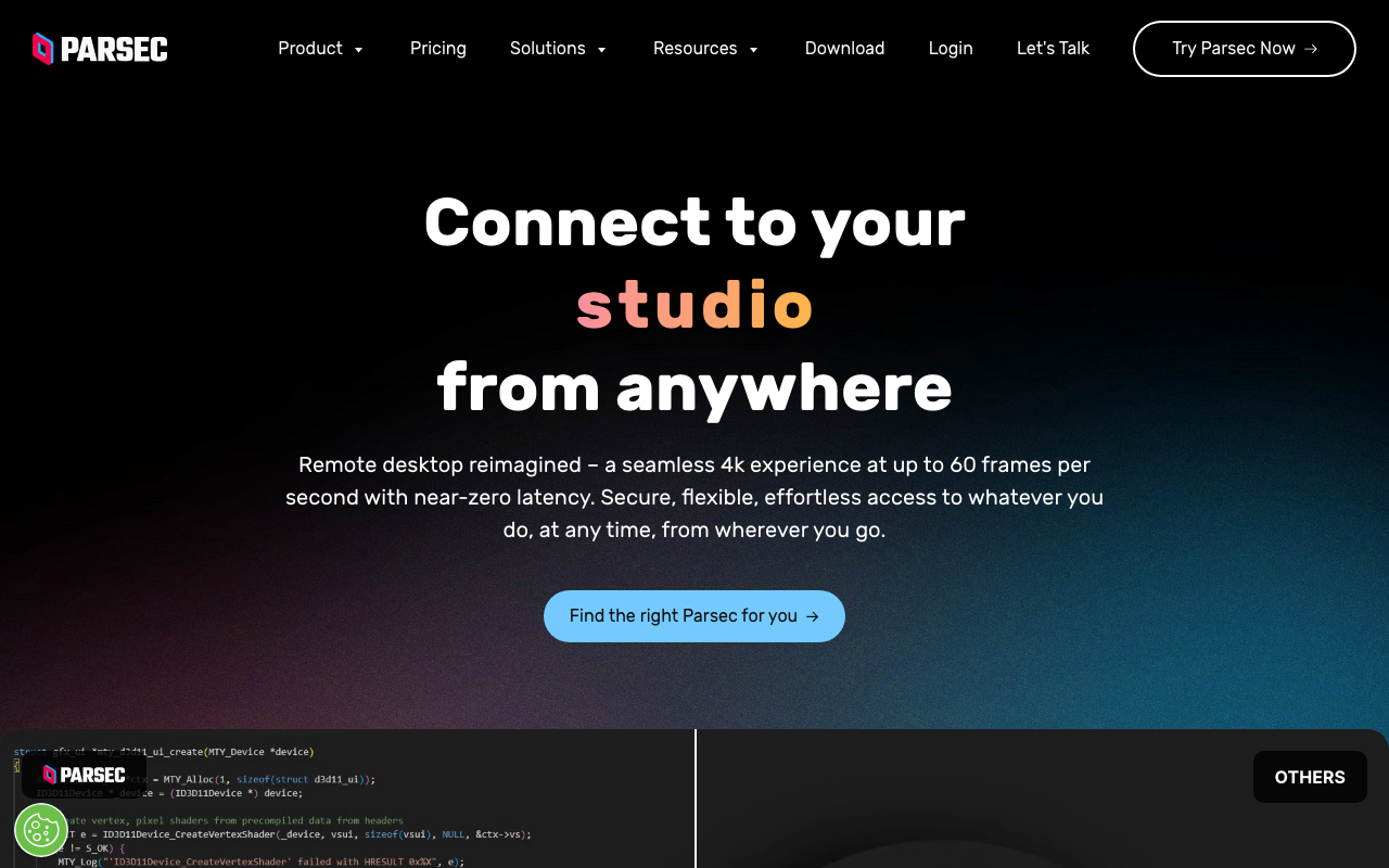 Parsec Startseite Screenshot
