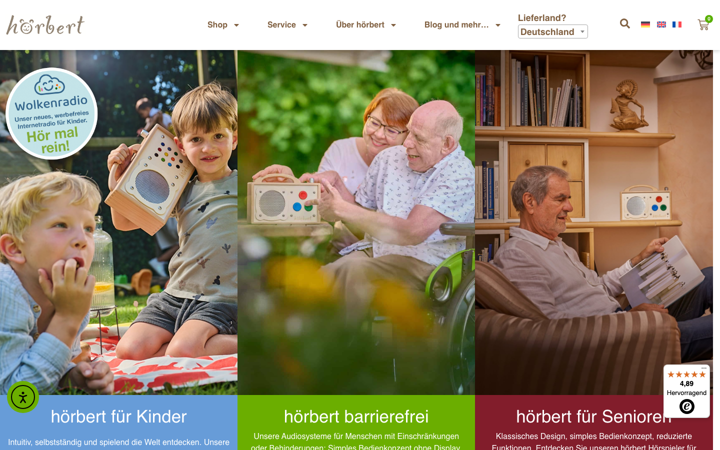 Startseite von Hörbert, der abofreien Toniebox Alternative