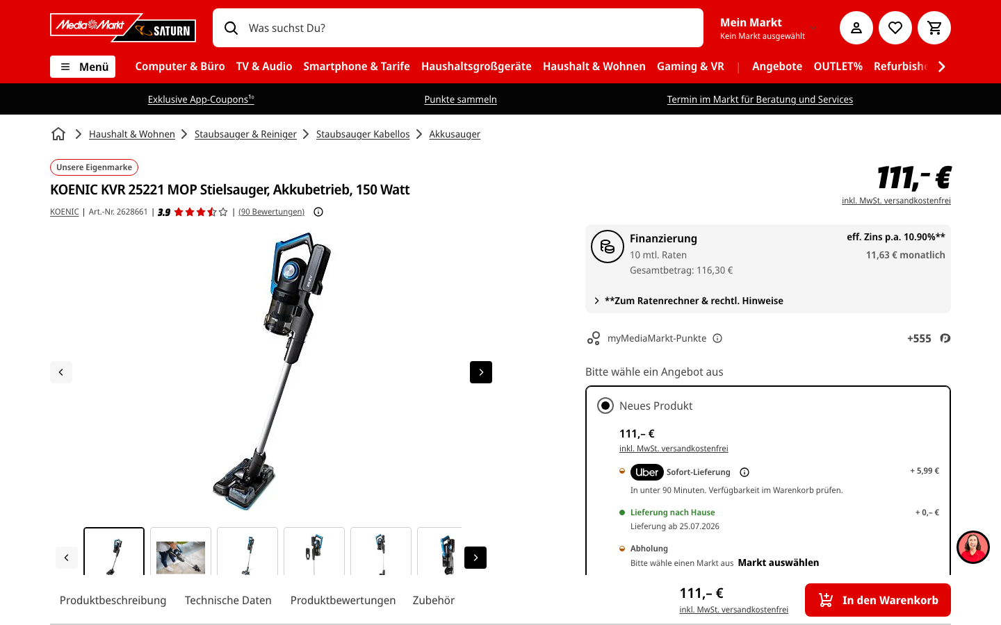 KOENIC KVR 25221 MOP Produktseite mit Preis