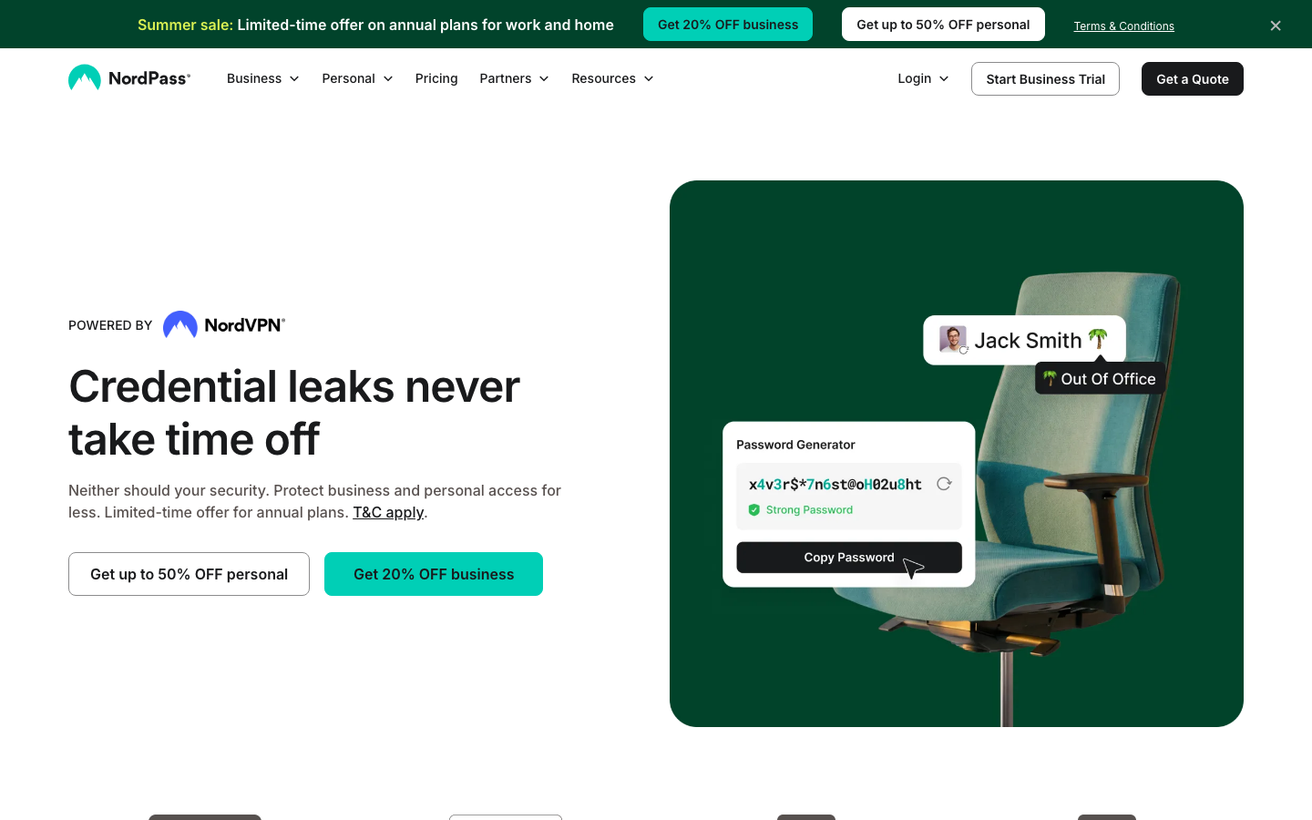NordPass Startseite als guenstige 1Password Alternative von Nord Security