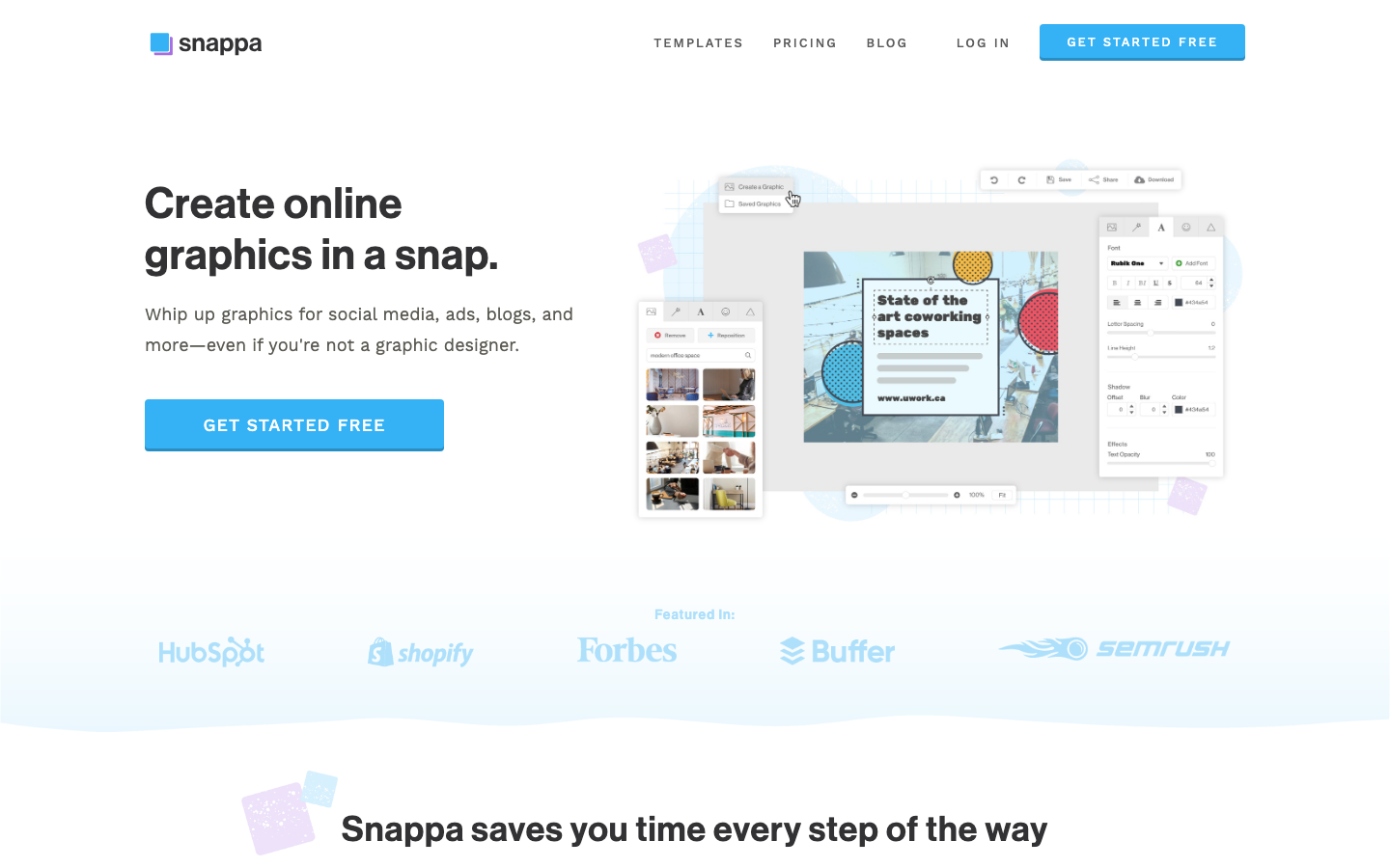 Snappa Startseite, Canva-Alternative für schnelle Social-Media-Grafiken