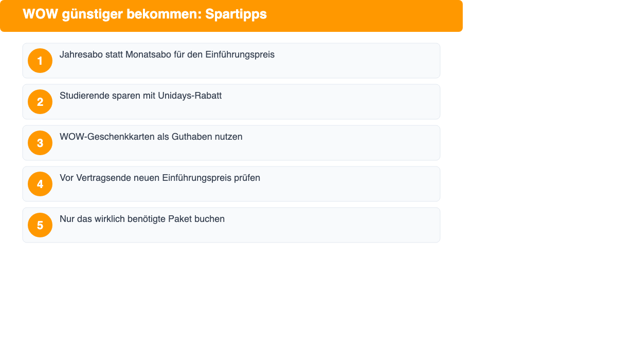 Nummerierte Liste: WOW günstiger bekommen: Spartipps
