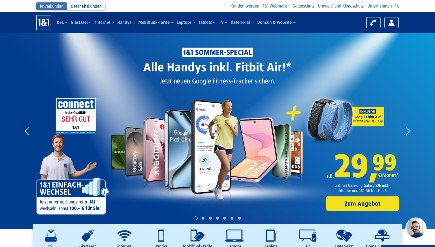 1 und 1 Startseite, Anbieter des Mobilen WLAN-Routers