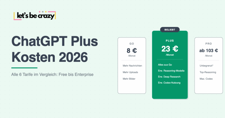 ChatGPT Plus Kosten 2026: Go 8 Euro, Plus 23 Euro, Pro ab 103 Euro pro Monat