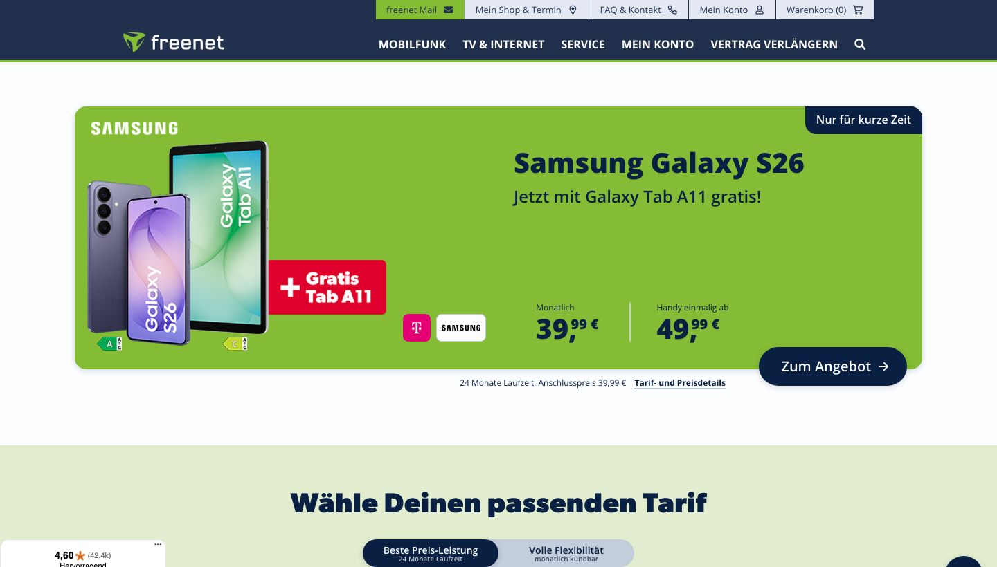 Freenet Startseite, Anbieter von Freenet Internet