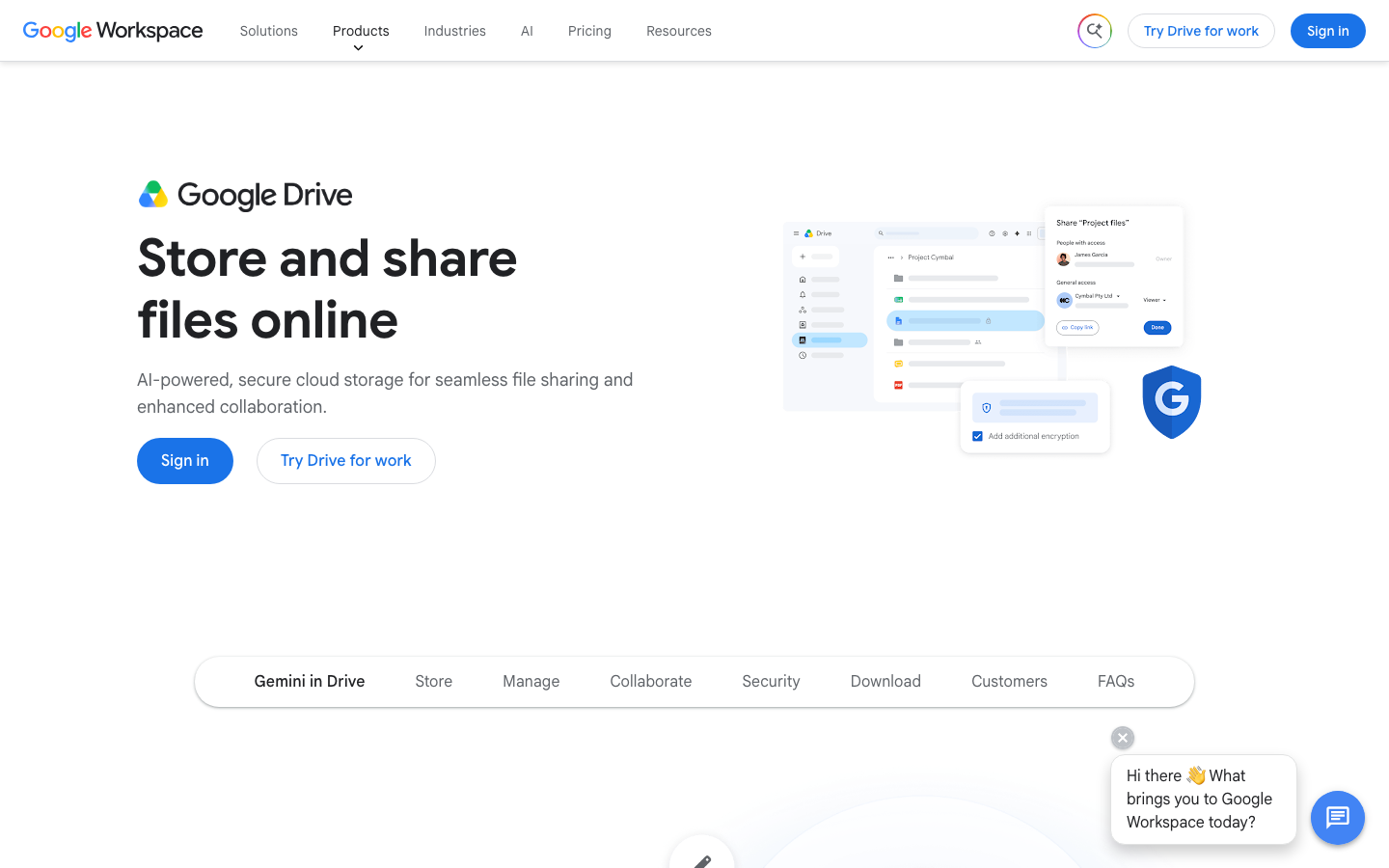 Startseite von Google Drive, kostenloser Cloud-Speicher mit 15 GB