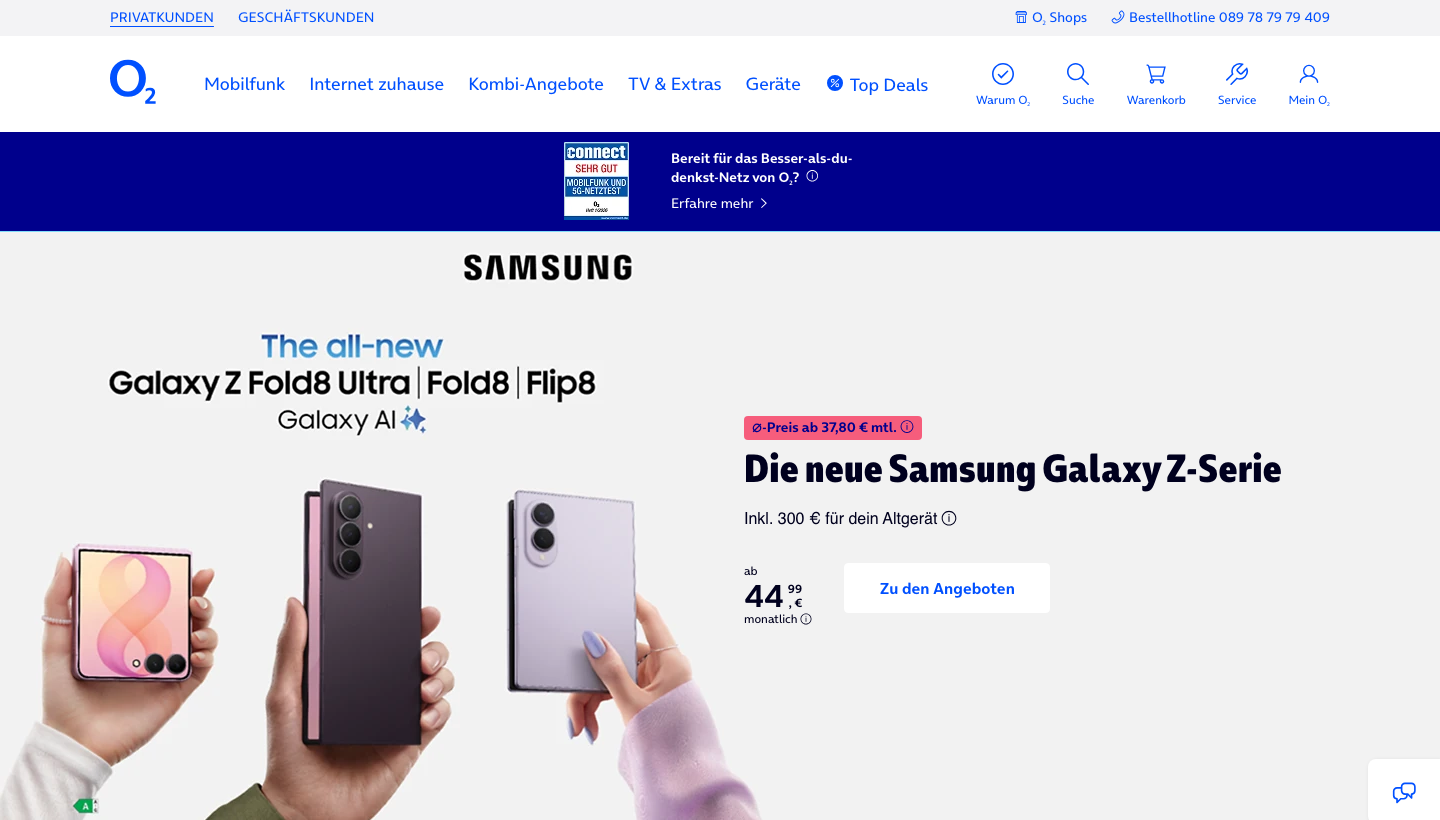 o2 Startseite, Anbieter des o2 Homespot Tarifs