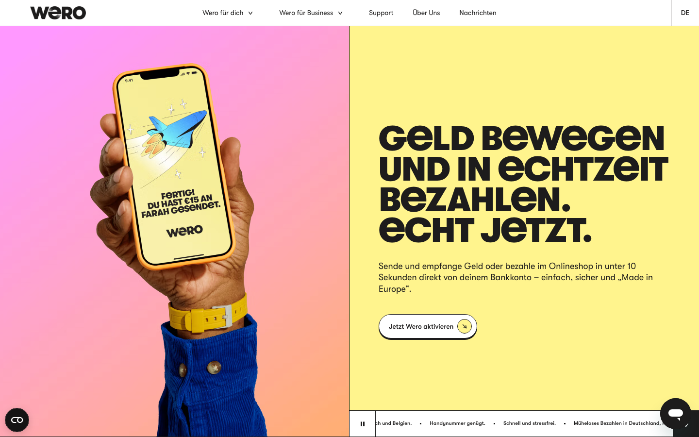 Wero Startseite als Nachfolger von giropay und Paydirekt