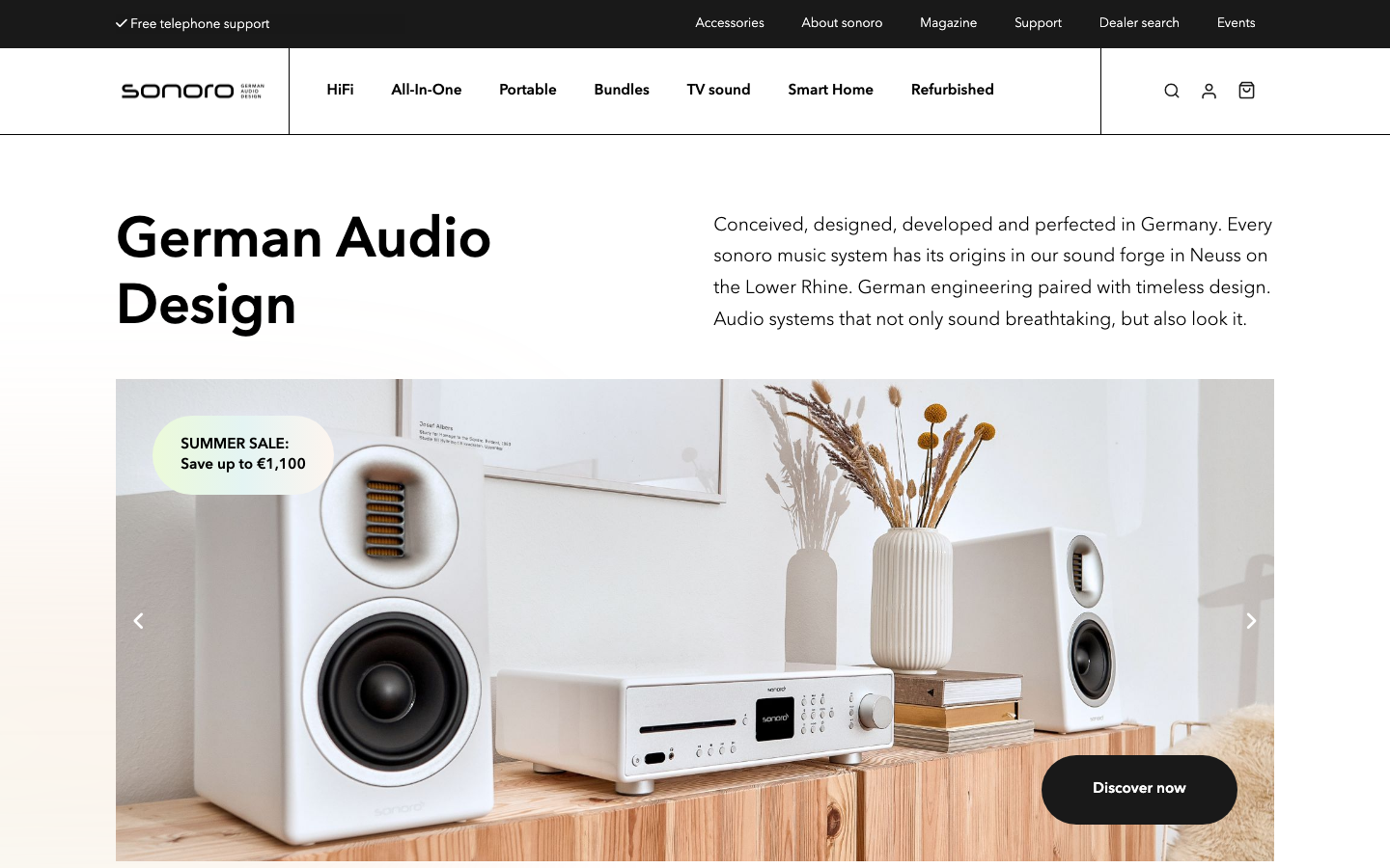 Sonoro Homepage: offizielle sonoro audio Webseite
