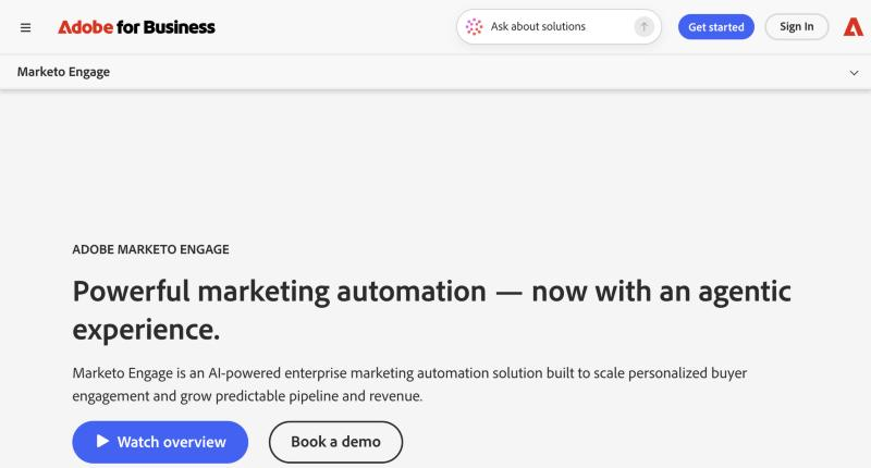 Startseite von Adobe Marketo Engage