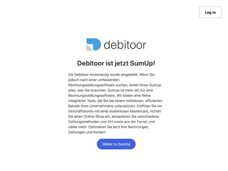 Hinweis Debitoor ist jetzt SumUp auf debitoor.de